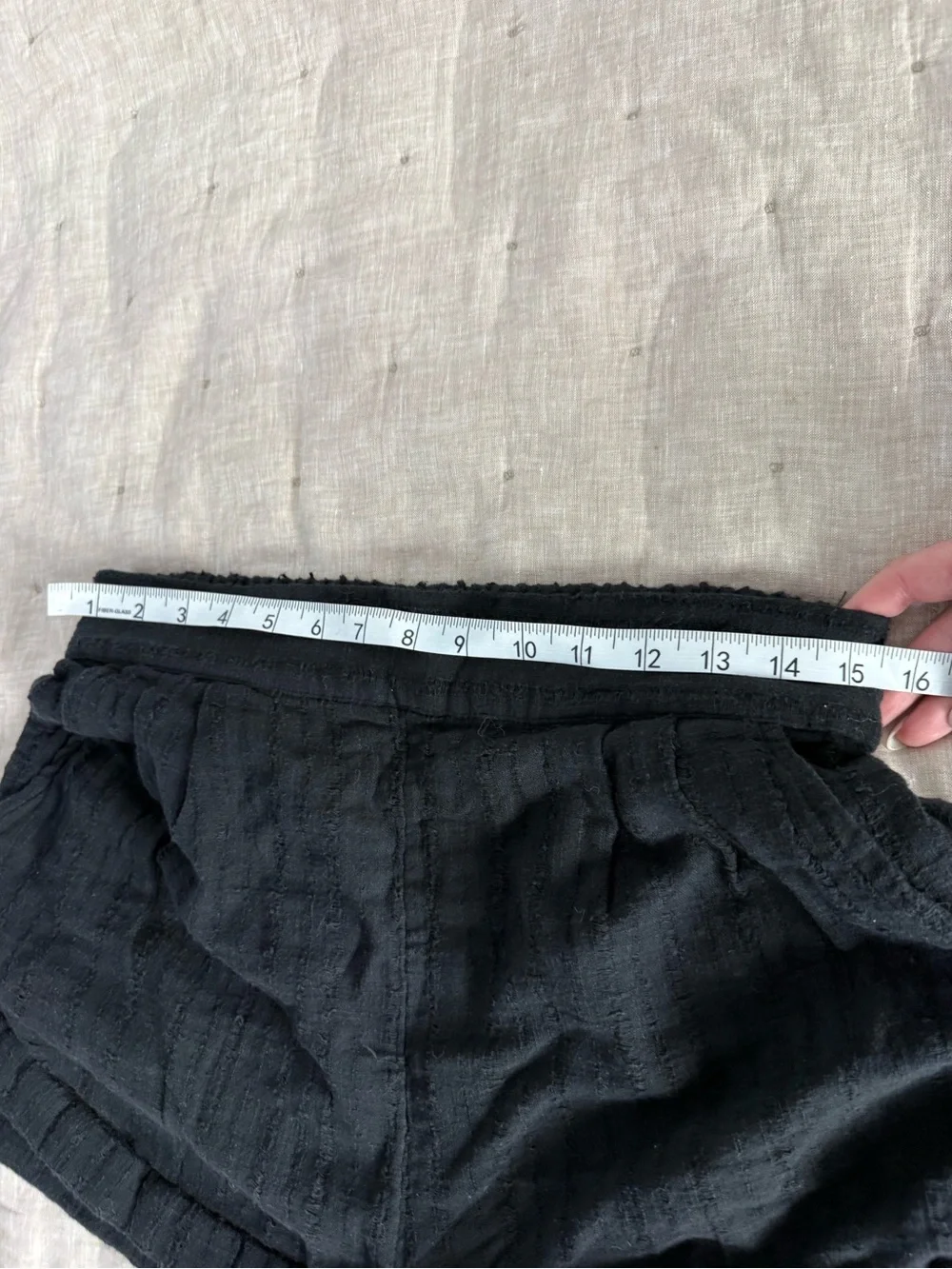 Free People Black Gauzy Elastic Waist Shorts Cuffed Pull On Size Medium